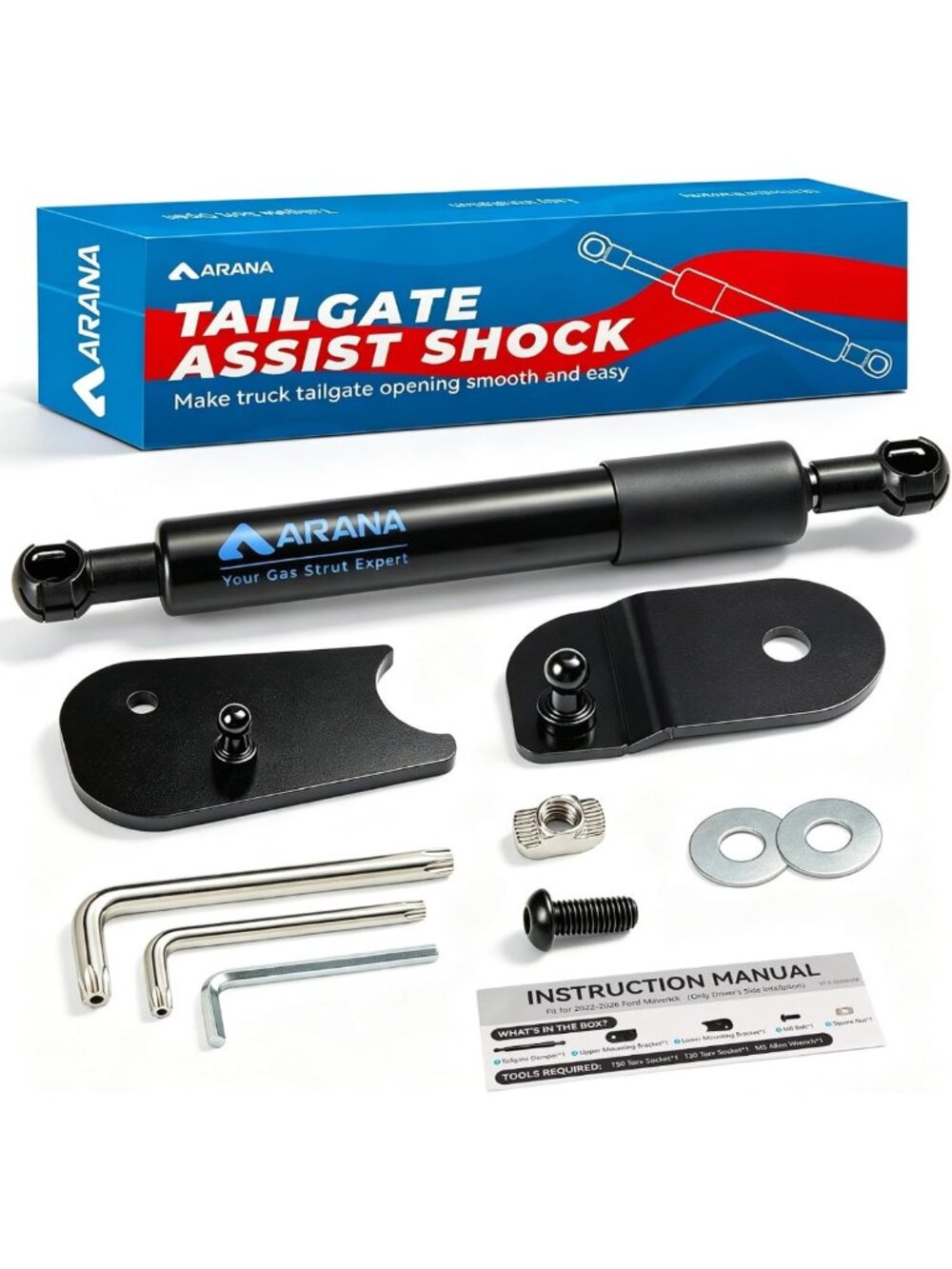 Soft Open Tailgate Assist Shock for Ford Maverick 2022-2026 - Black Upgrade